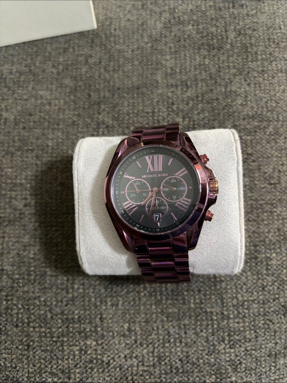 Michael Kors Purple Women’s  Stainless Steel Chronograph Bracelet Watch - Picture 3 of 5